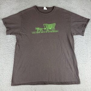 The Oregon Trail Shirt Mens Large Gray You Have Died Of Dysentary Graphic Y2k
